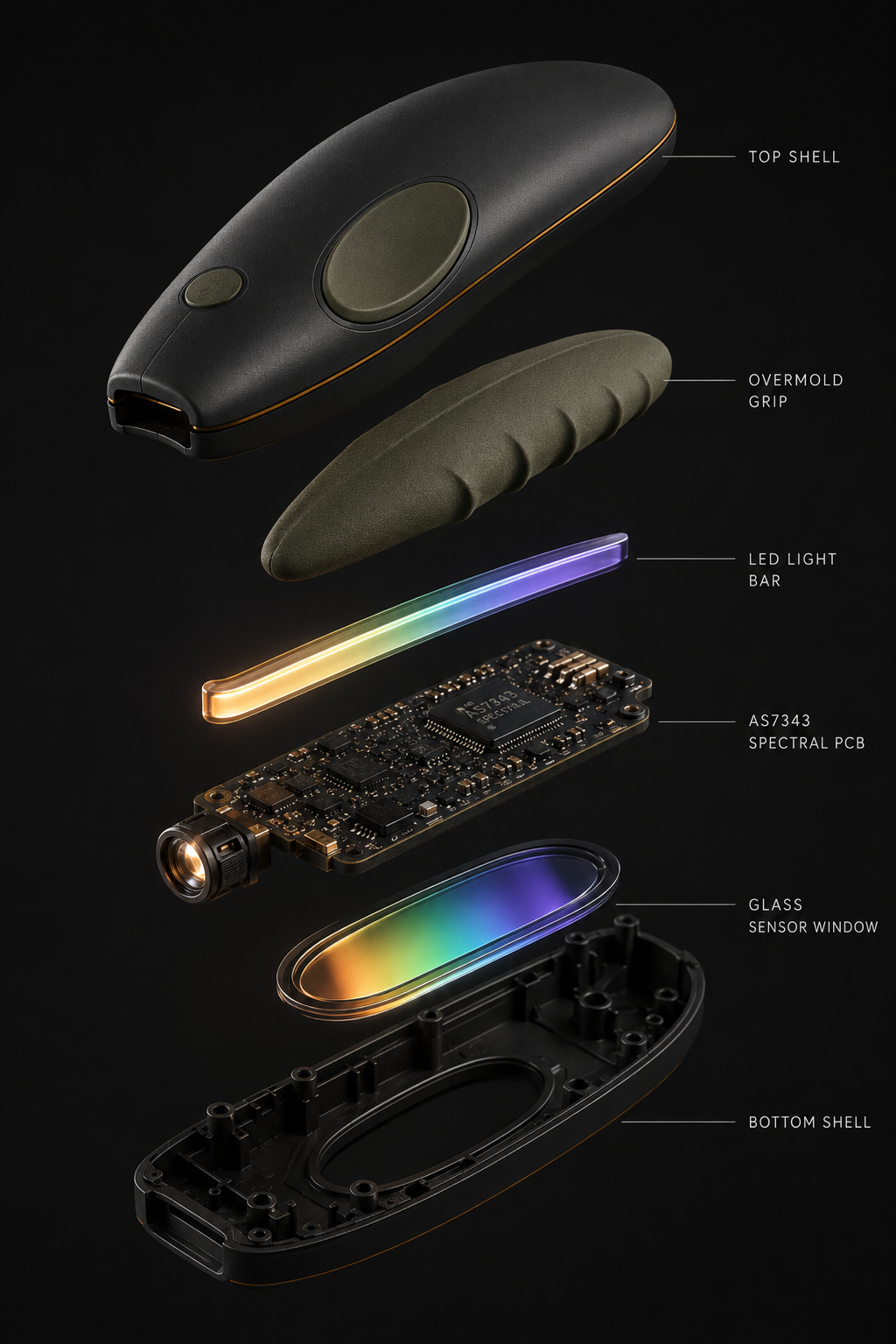 Exploded view of the ColorSense Prism